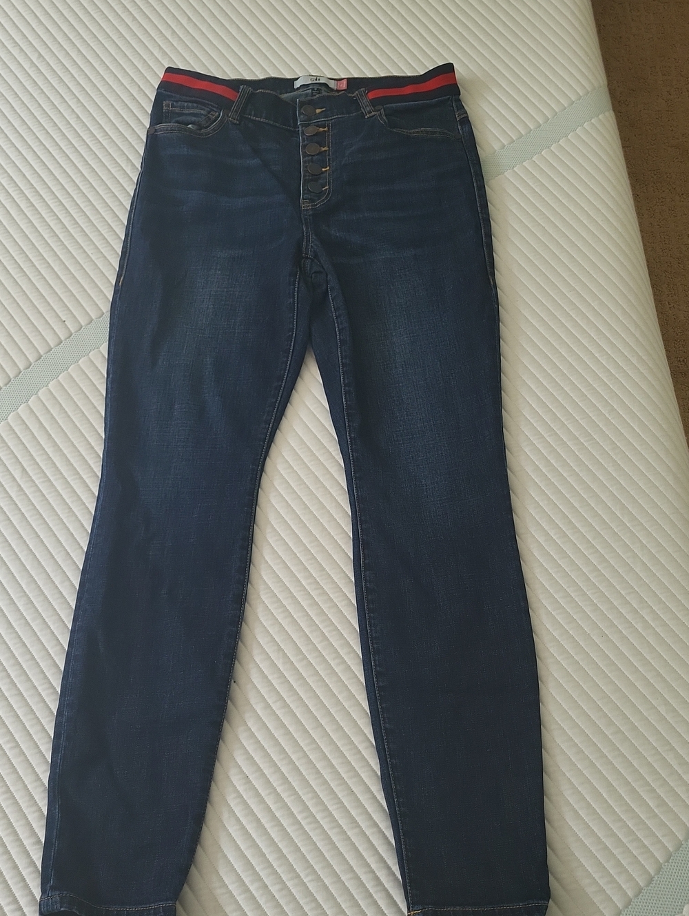 CAbi Dark Indigo Jeans With Red Waist Tag